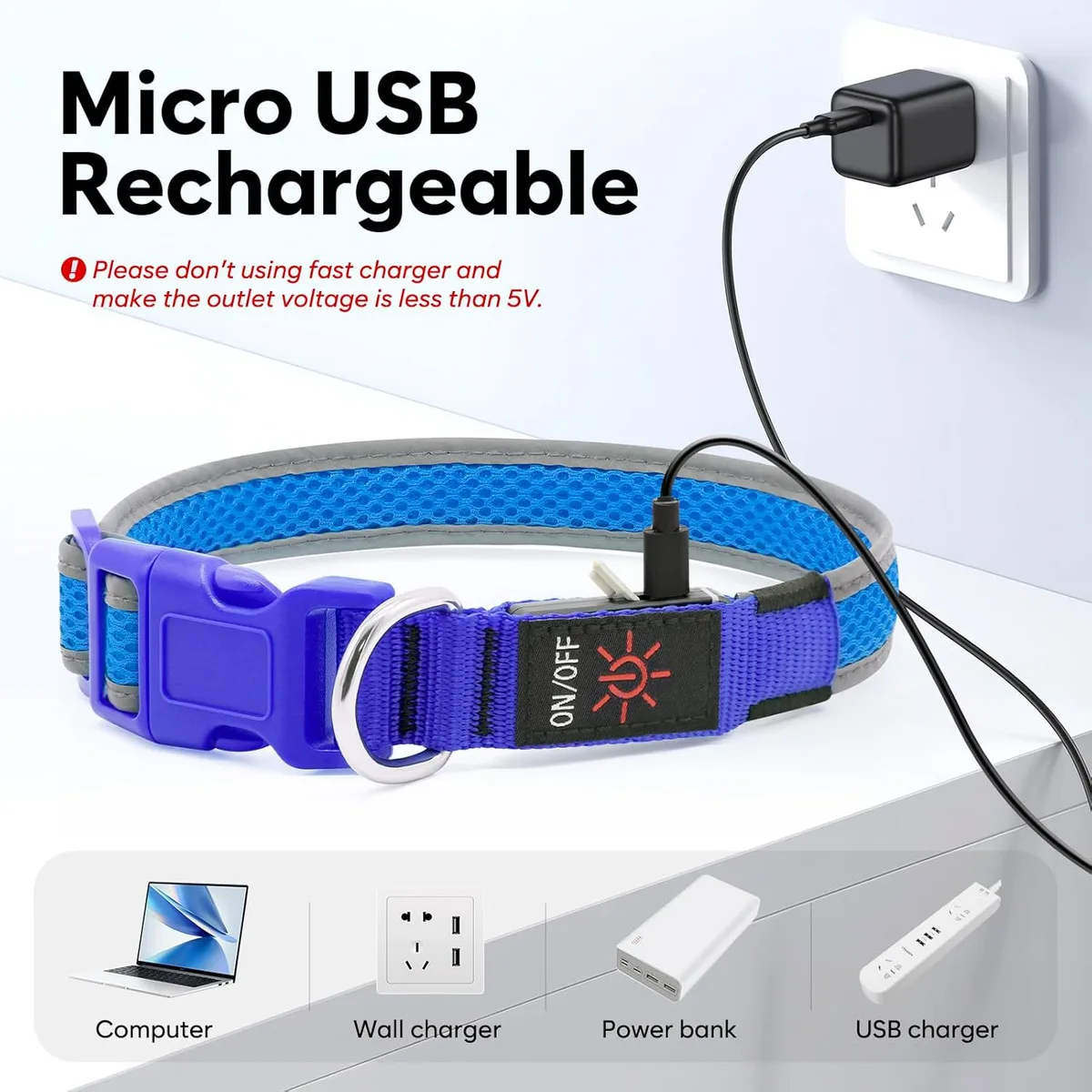 USB LED Dog Collar Lights - Adjustable Comfortable Soft Mesh Safety Collar Dogs, Colorful Lights for Nighttime Visibility USB LED Dog Collar Lights - Adjustable Comfortable Soft Mesh Safety Collar Dogs, Colorful Lights for Nighttime Visibility