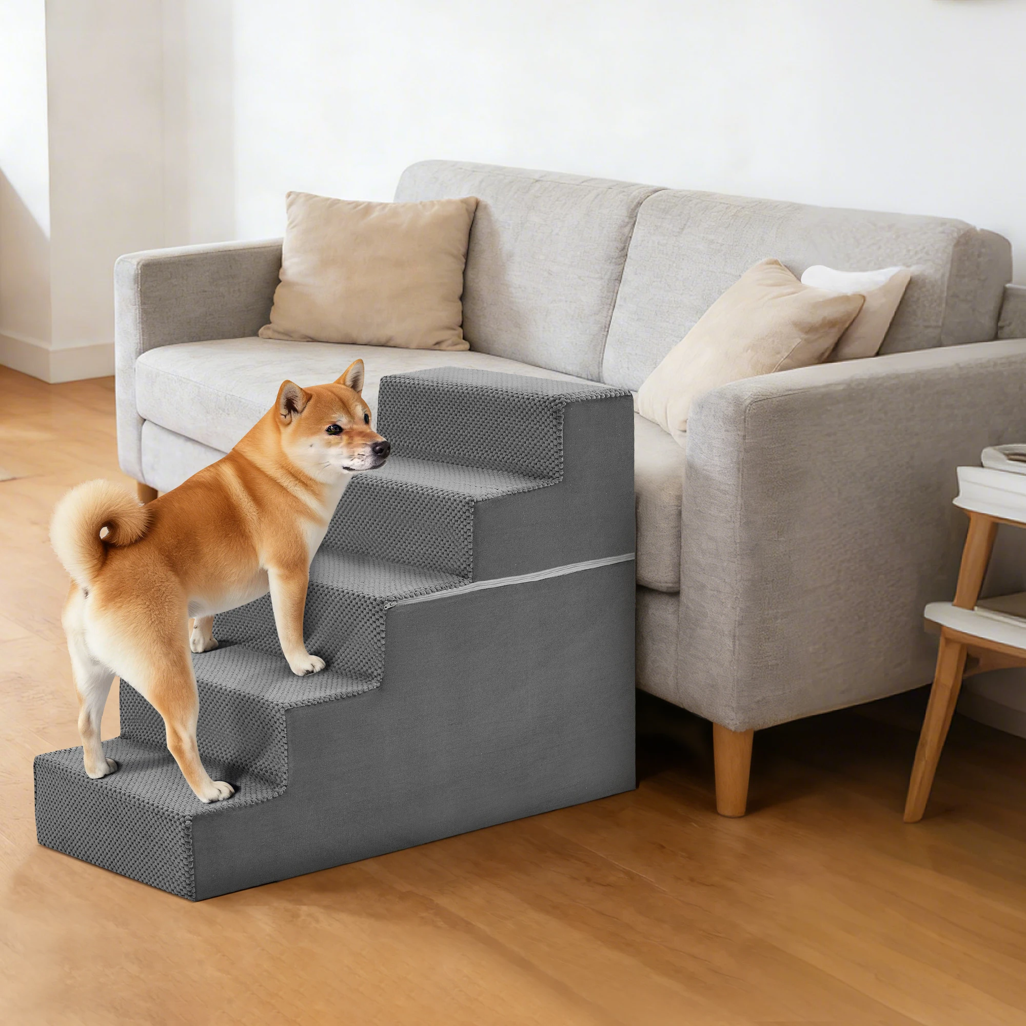 JHK 3-5 Step Right Angled Foam Dog Stairs Ramp for Small Dogs Climbing Ladder Indoor Non-Slip Pet Ladder Ramp Stairs For Home JHK 3-5 Step Right Angled Foam Dog Stairs Ramp for Small Dogs Climbing Ladder Indoor Non-Slip Pet Ladder Ramp Stairs For Home