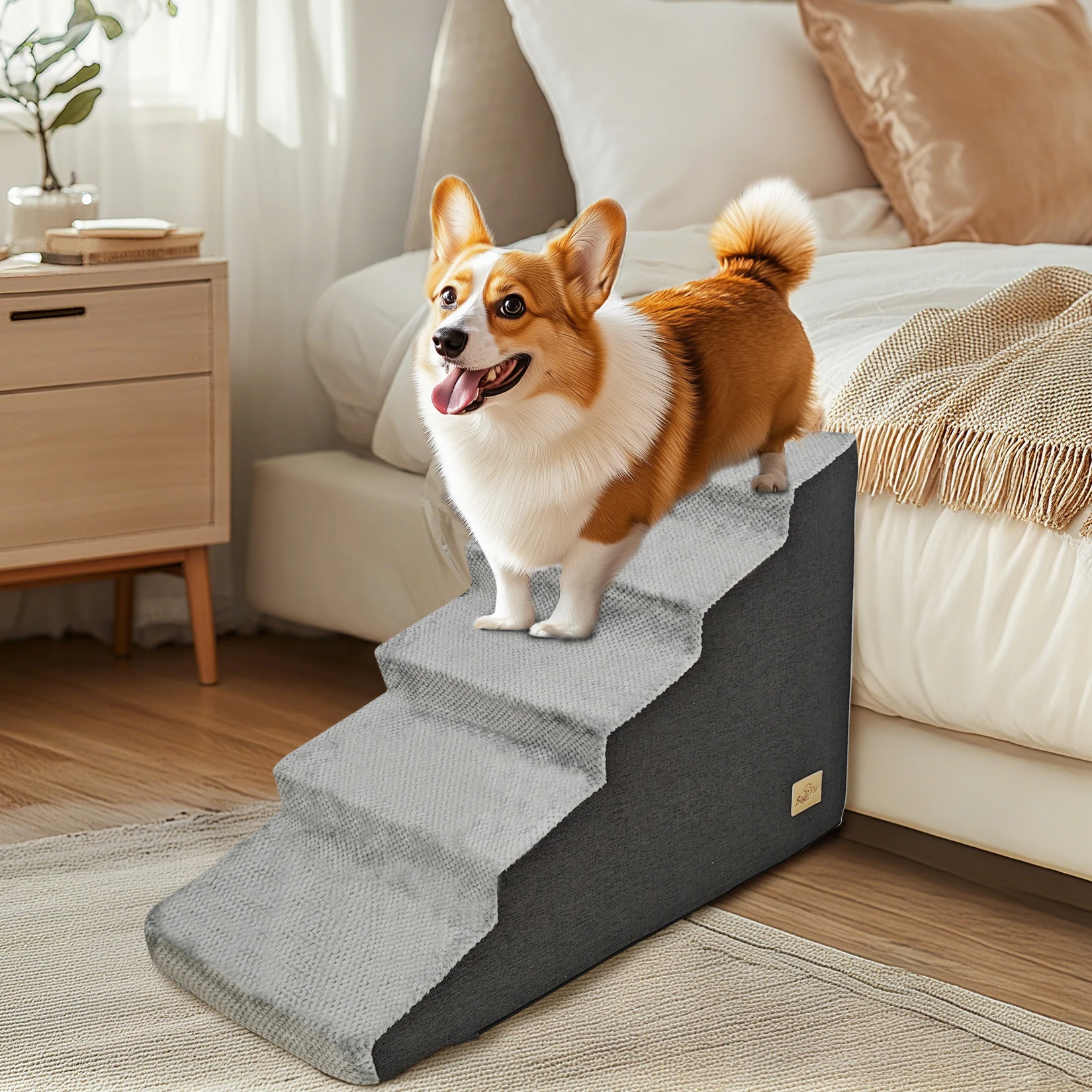 3/4/5 Steps Pet Dog Stairs Ramp High-Density Sponge Foam Dog Steps for Puppies Accessory for High Beds And Sofas 3/4/5 Steps Pet Dog Stairs Ramp High-Density Sponge Foam Dog Steps for Puppies Accessory for High Beds And Sofas