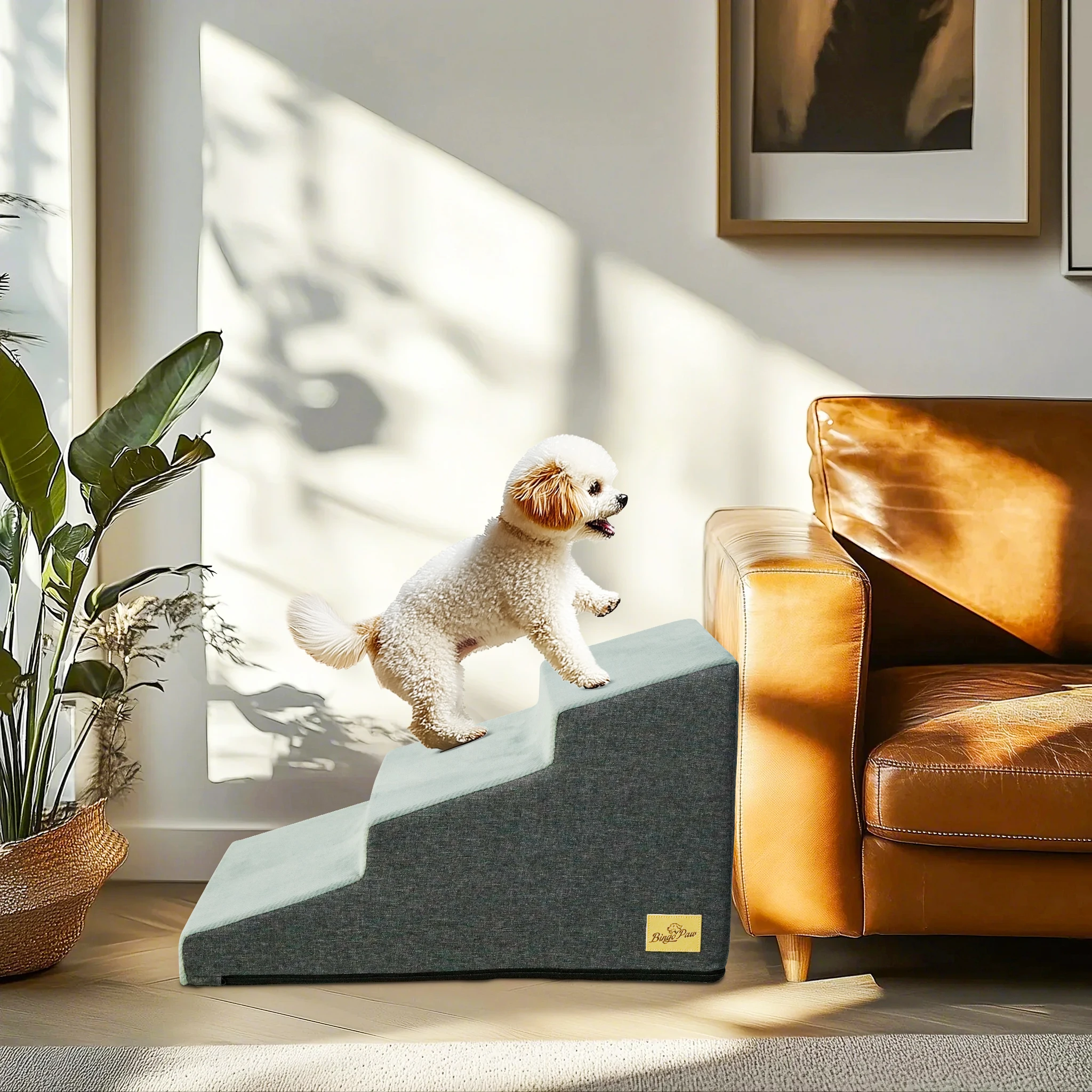 3/4/5 Steps Pet Dog Stairs Ramp High-Density Sponge Foam Dog Steps for Puppies Accessory for High Beds And Sofas 3/4/5 Steps Pet Dog Stairs Ramp High-Density Sponge Foam Dog Steps for Puppies Accessory for High Beds And Sofas