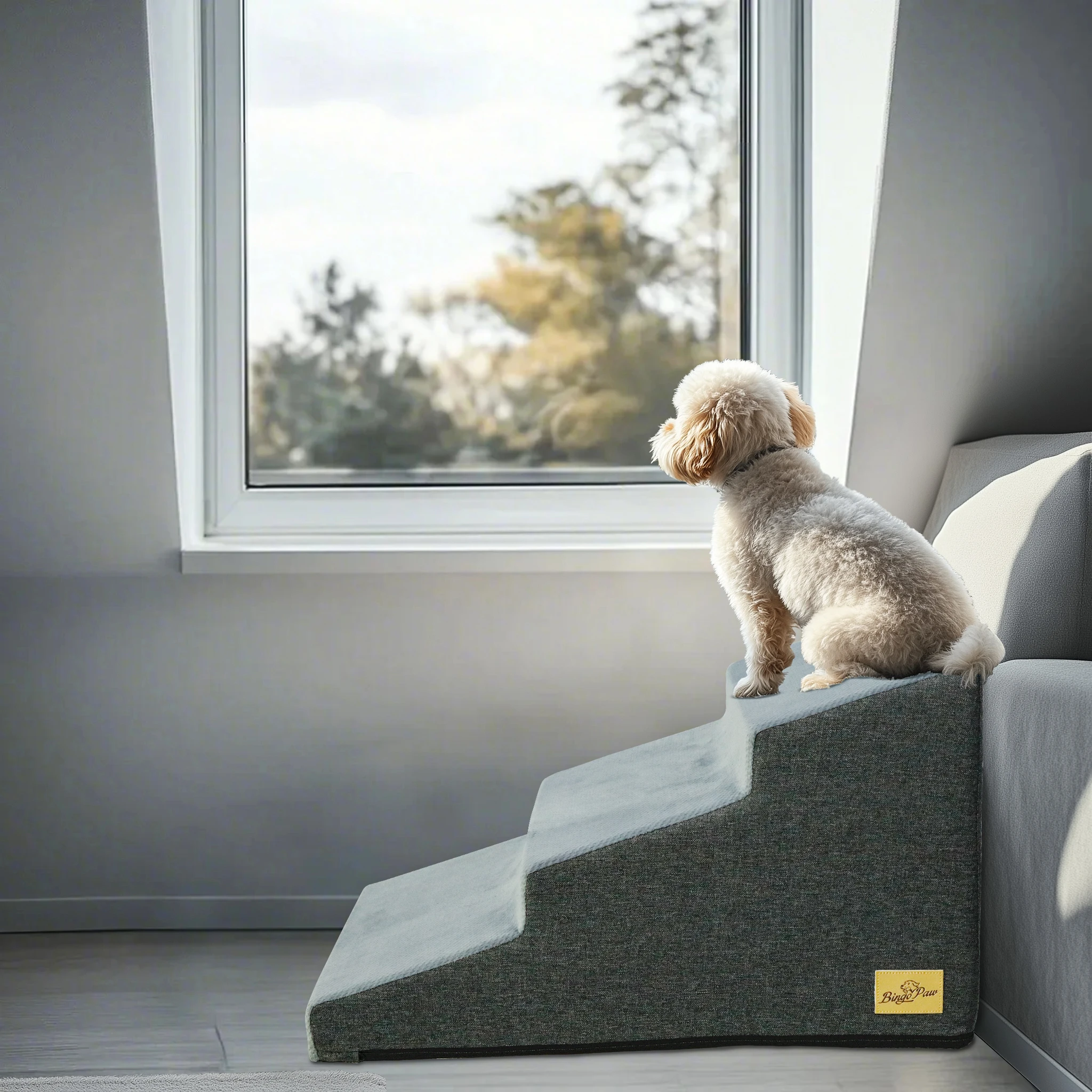 3/4/5 Steps Pet Dog Stairs Ramp High-Density Sponge Foam Dog Steps for Puppies Accessory for High Beds And Sofas 3/4/5 Steps Pet Dog Stairs Ramp High-Density Sponge Foam Dog Steps for Puppies Accessory for High Beds And Sofas