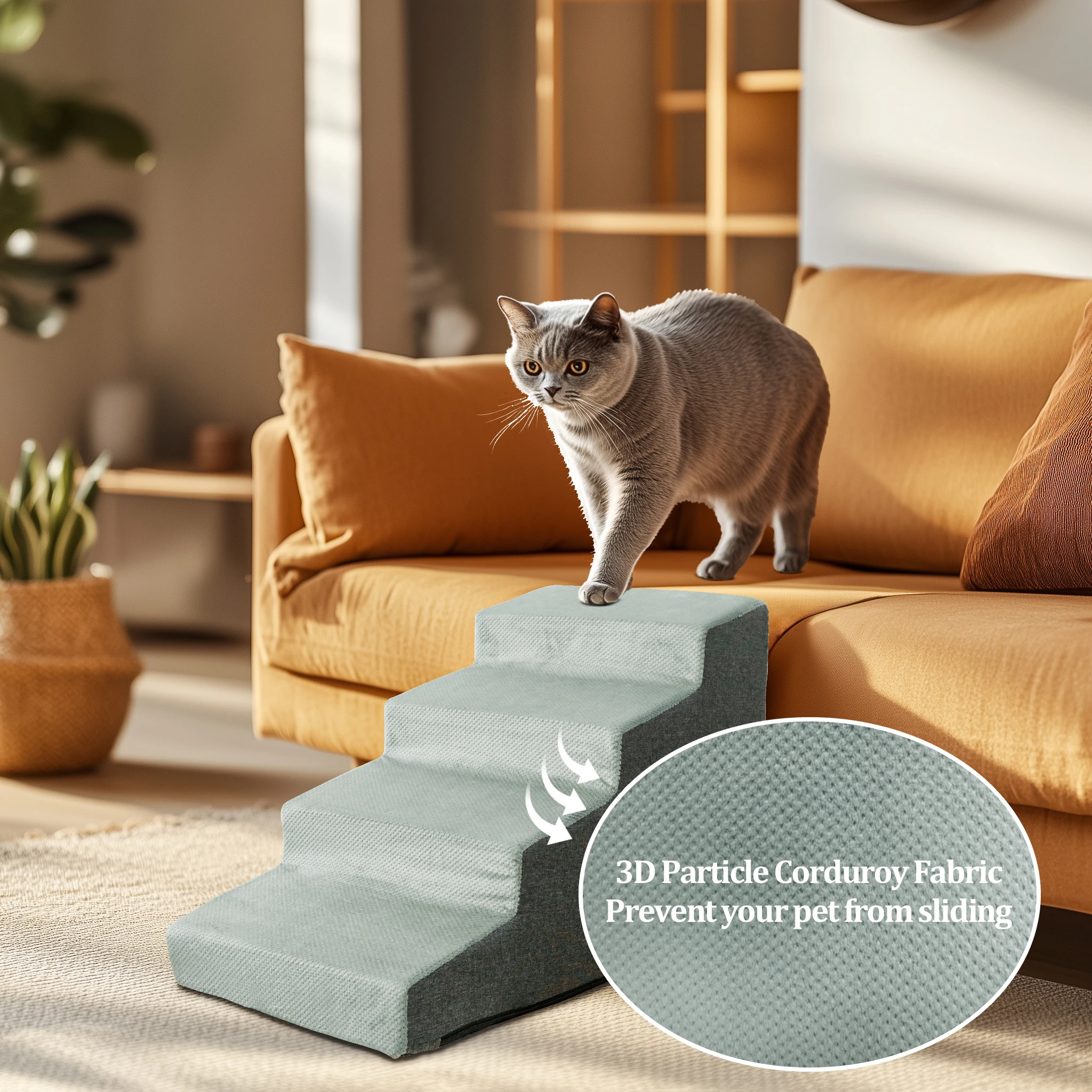 3/4/5 Steps Pet Dog Stairs Ramp High-Density Sponge Foam Dog Steps for Puppies Accessory for High Beds And Sofas 3/4/5 Steps Pet Dog Stairs Ramp High-Density Sponge Foam Dog Steps for Puppies Accessory for High Beds And Sofas