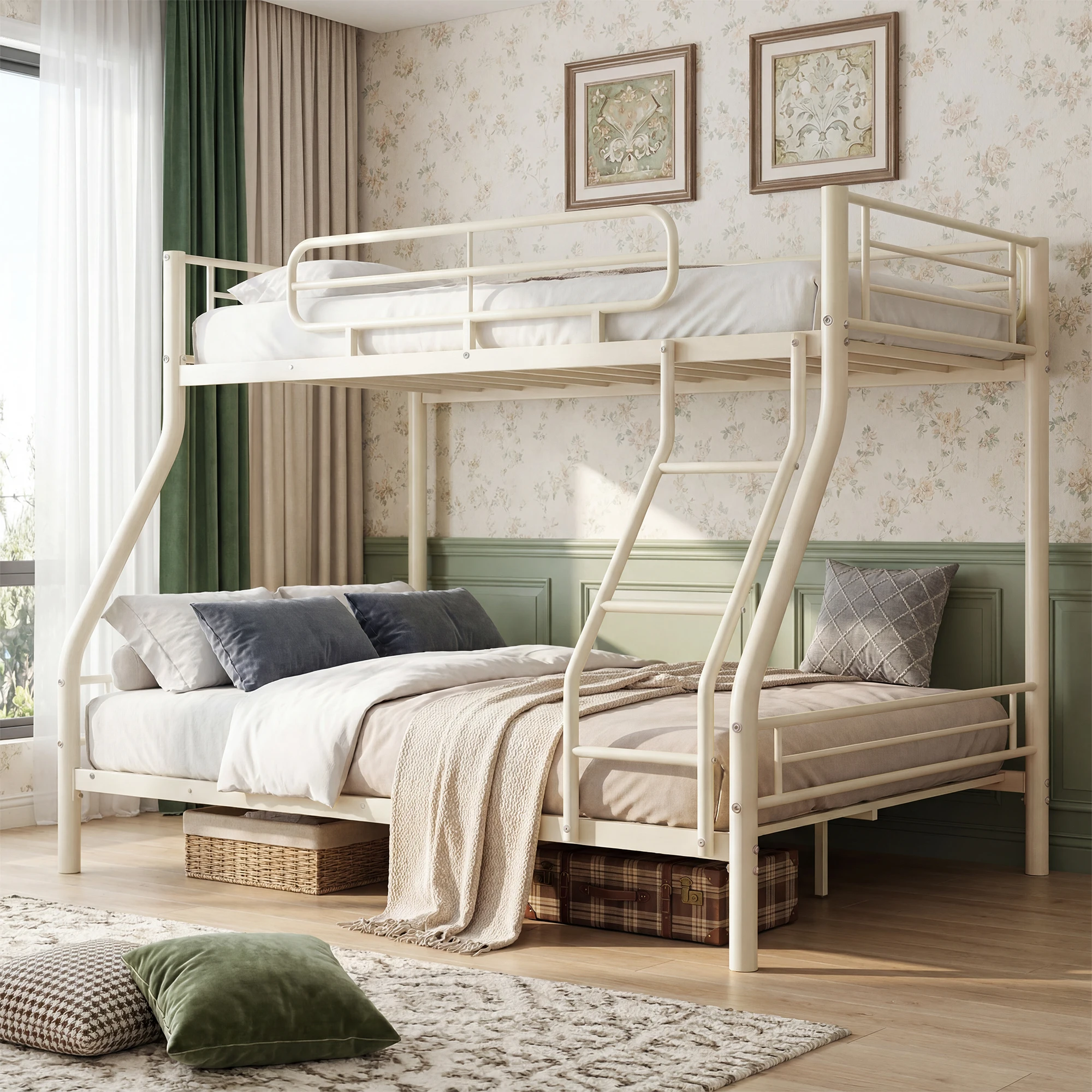 Heavy Duty Twin Over Full Metal Bunk Bed Frame - Sturdy Space-Saving Design for Kids, Teens & Adults - 450 lbs Upper, 500 lbs Lower Capacity - Slot-Type Assembly - Adjustable Reversible Ladder Heavy Duty Twin Over Full Metal Bunk Bed Frame - Sturdy Space-Saving Design for Kids, Teens & Adults - 450 lbs Upper, 500 lbs Lower Capacity - Slot-Type Assembly - Adjustable Reversible Ladder